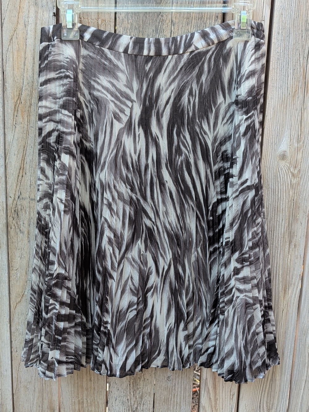 Talbots Black and White Circle Skirt with Pleated Zebra Animal Print 6P